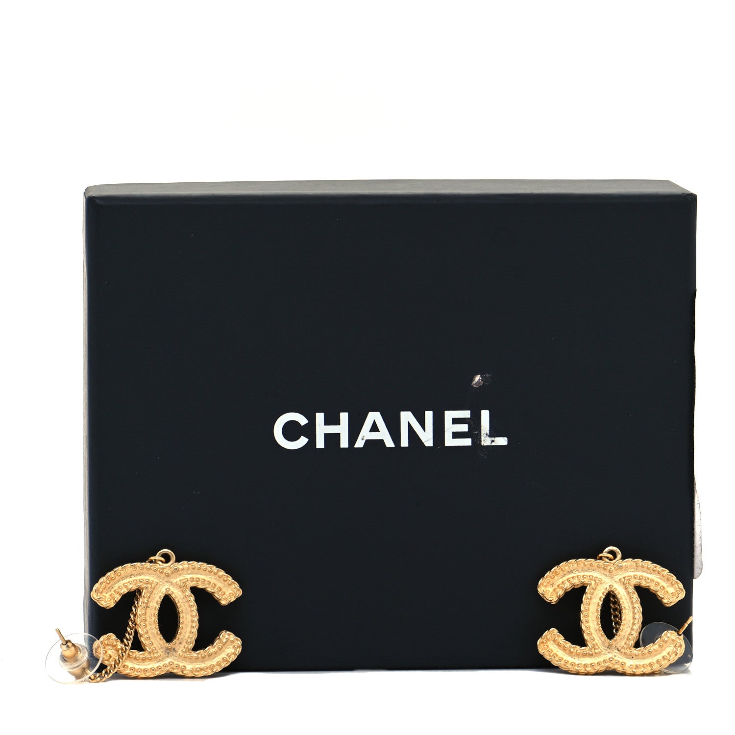Chanel CC Drop Earrings Matte Gold 5 of 5