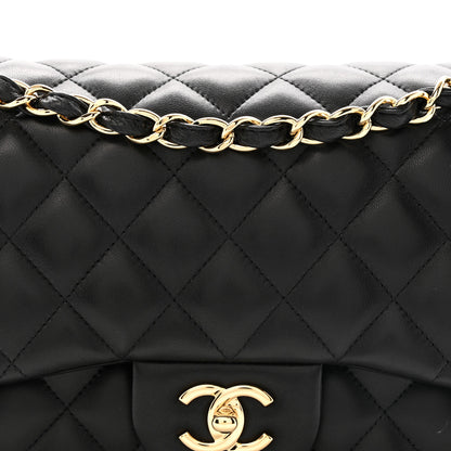 Chanel Lambskin Quilted Jumbo Double Flap Black 8 of 16