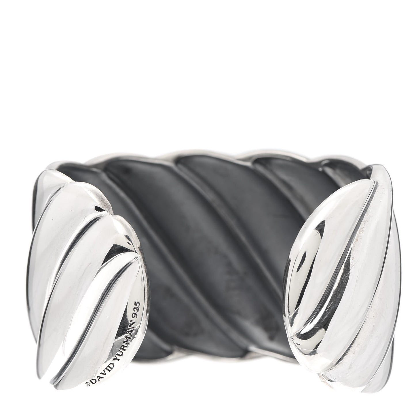 Sterling Silver Wide Sculpted Cable Cuff Bracelet