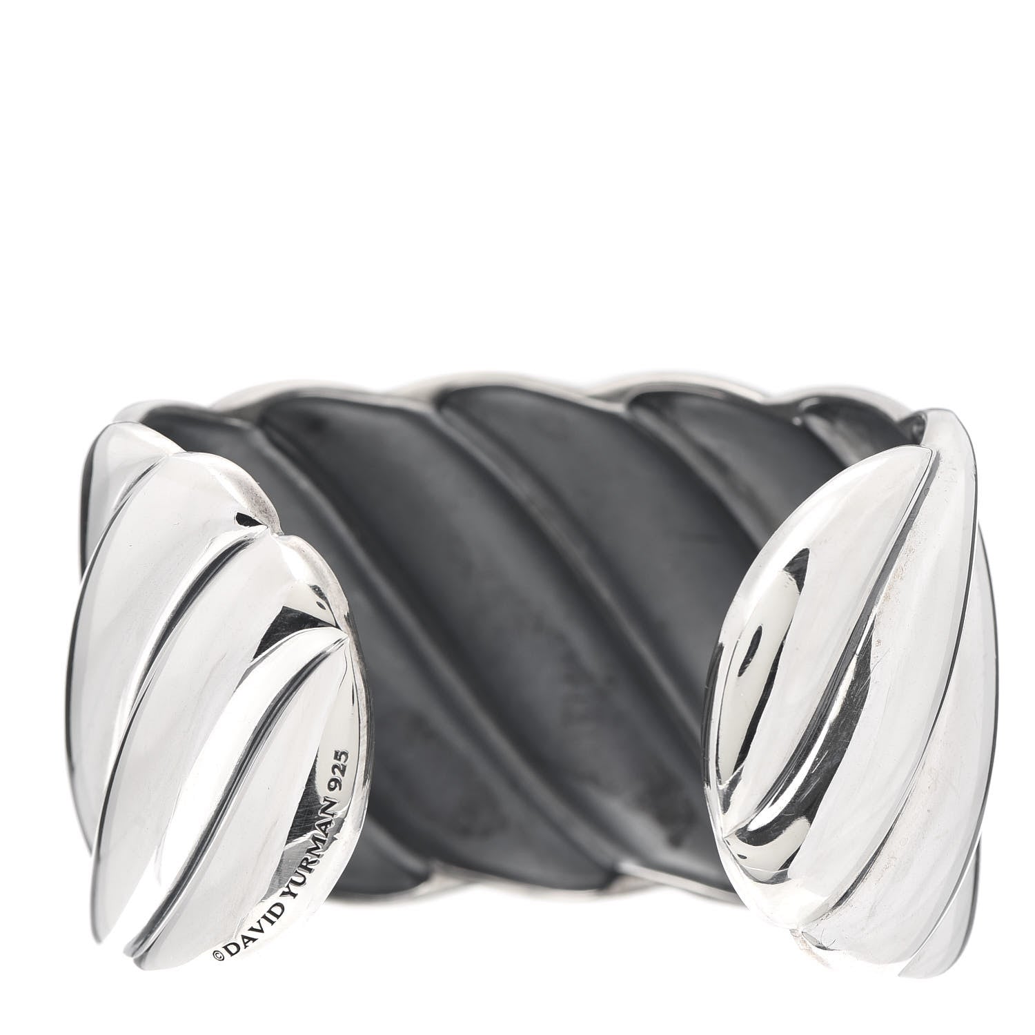 David Yurman Sterling Silver Wide Sculpted Cable Cuff Bracelet 3 of 4