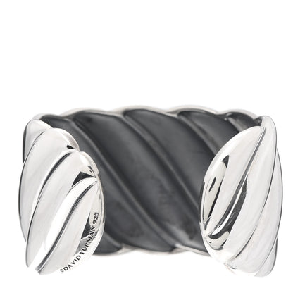 David Yurman Sterling Silver Wide Sculpted Cable Cuff Bracelet 3 of 4