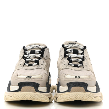 Balenciaga Fabric Mesh Womens Triple S Sneakers 36 Beige Black 2 of 11