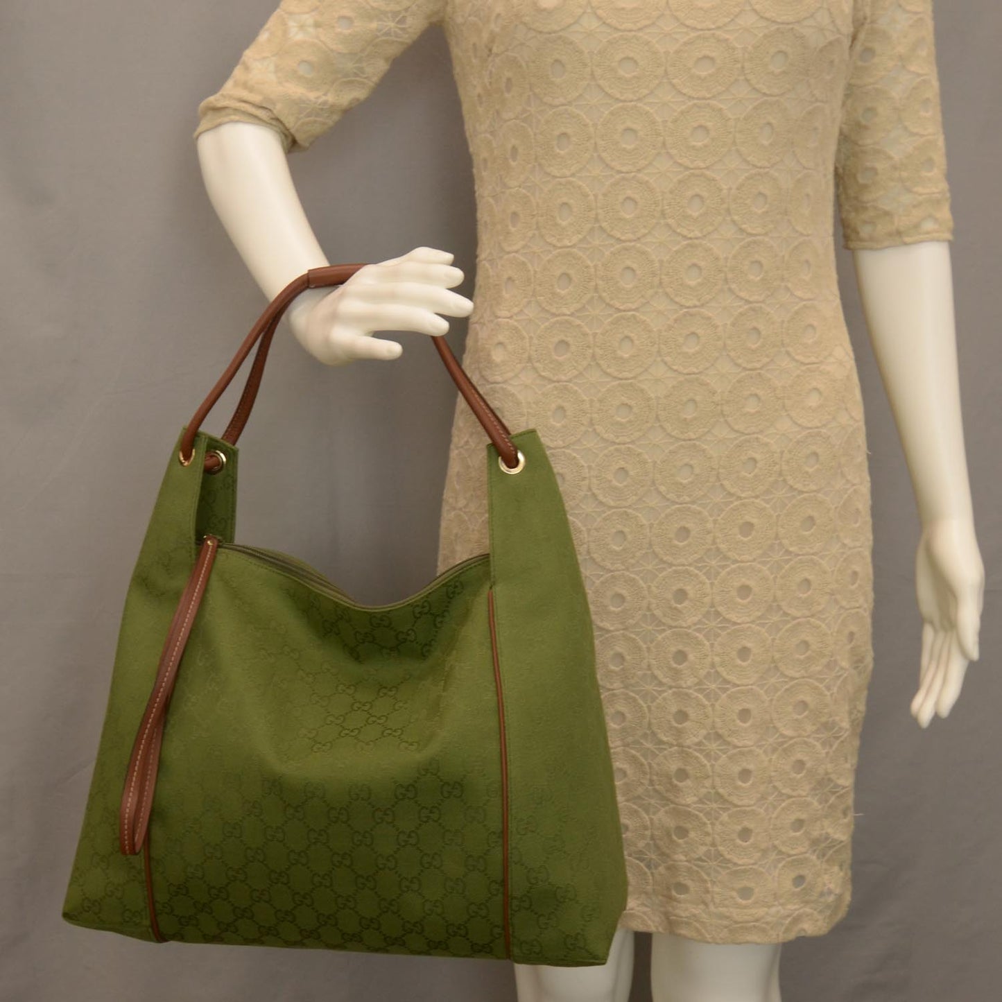 Canvas Monogram Hobo Green