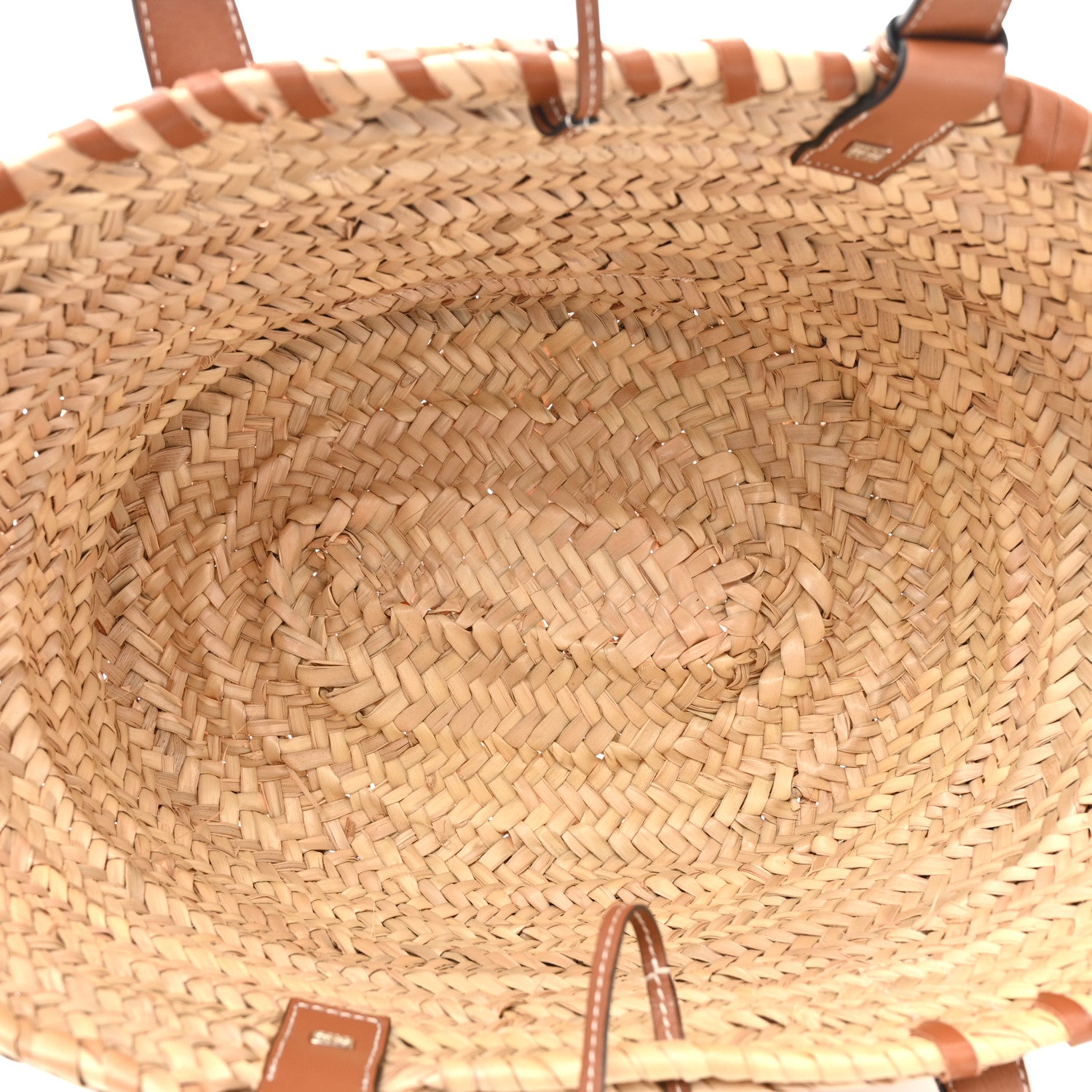 Loewe Raffia Calfskin Woven Basket Tote Bag Natural Tan 5 of 14