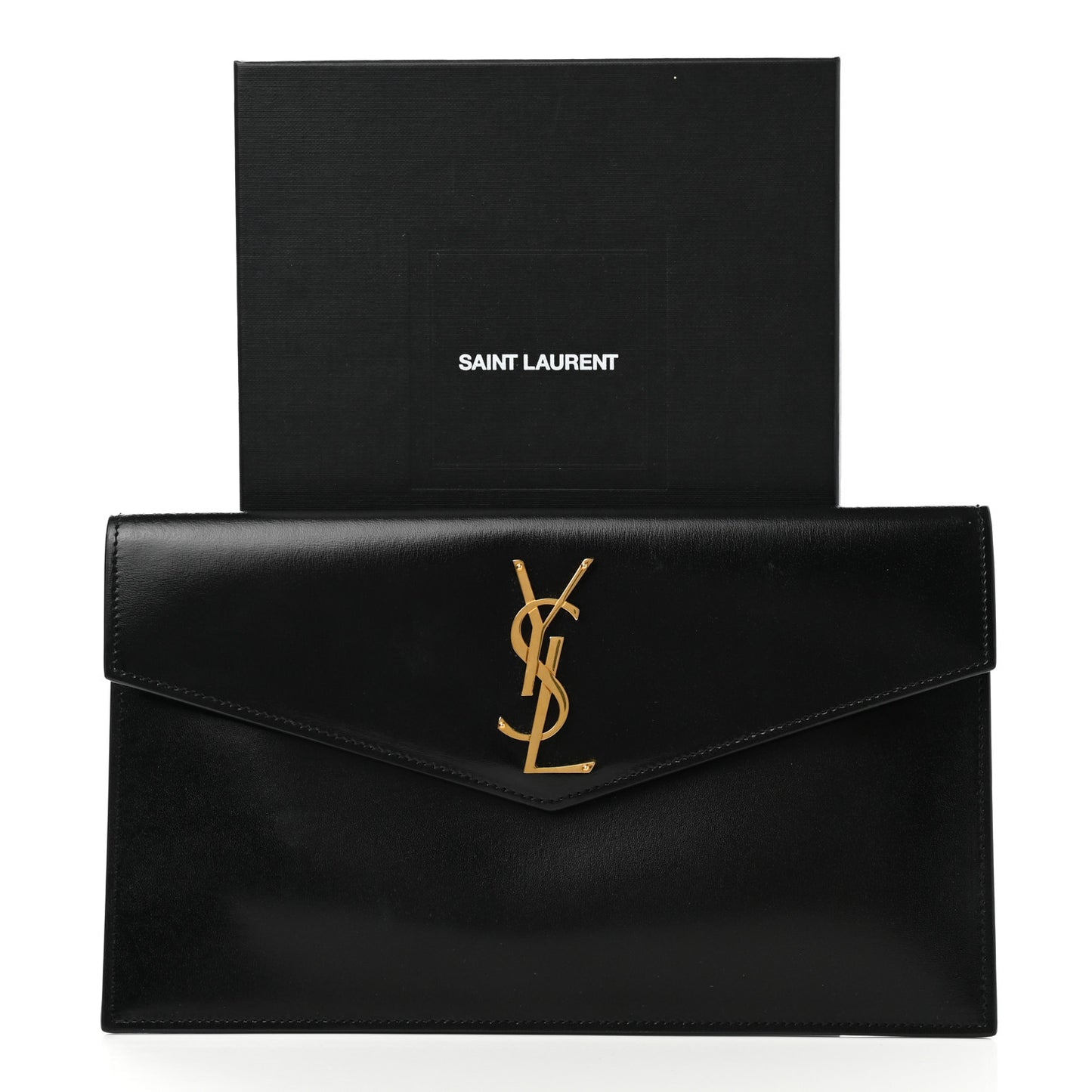 Smooth Shiny Calfskin Monogram Uptown Pouch Black