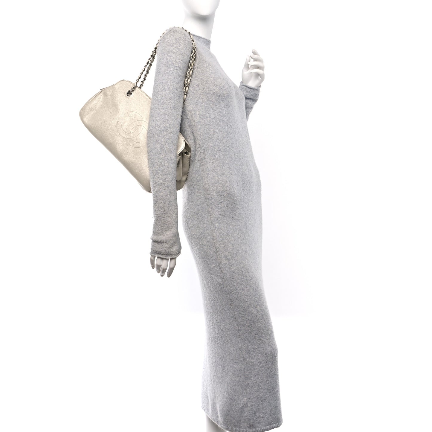 Caviar Quilted Timeless CC Bowler Bag White