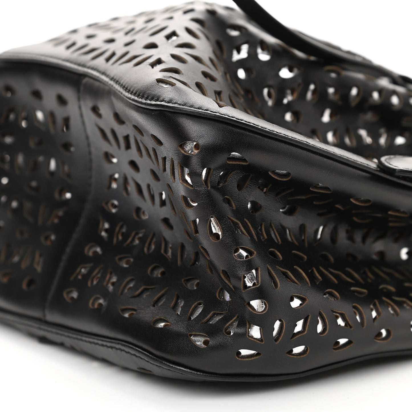 Calfskin Laser Cut Rose-Marie 19 Bag Black