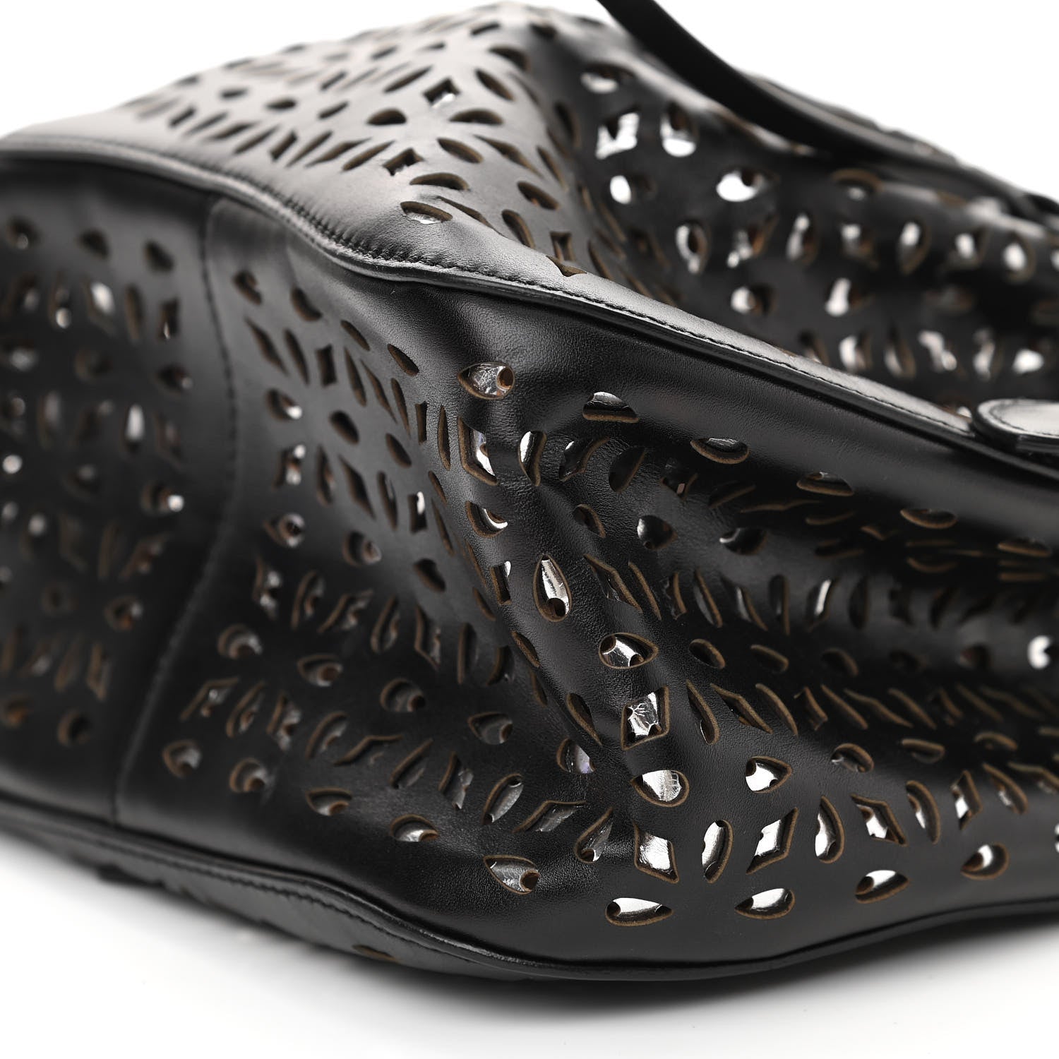 Alaia Calfskin Laser Cut Rose-Marie 19 Bag Black 7 of 10