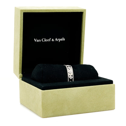 Van Cleef & Arpels 18K White Gold Diamond Perlee Clovers Bangle Bracelet S 5 of 5