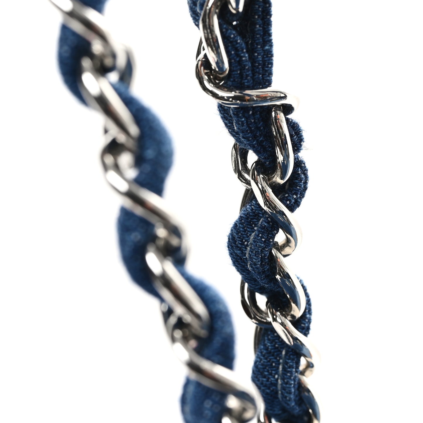 Denim Printed Shopping Bag Blue