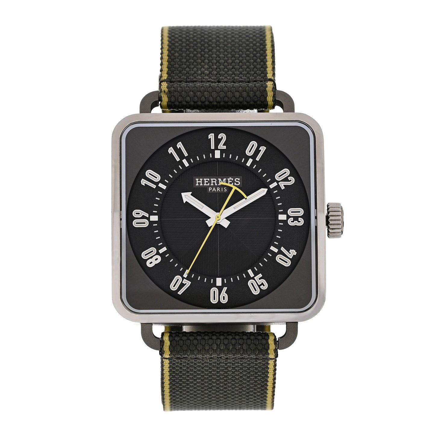Stainless Steel Fabric 38mm Carre H Automatic Watch Gris Perle