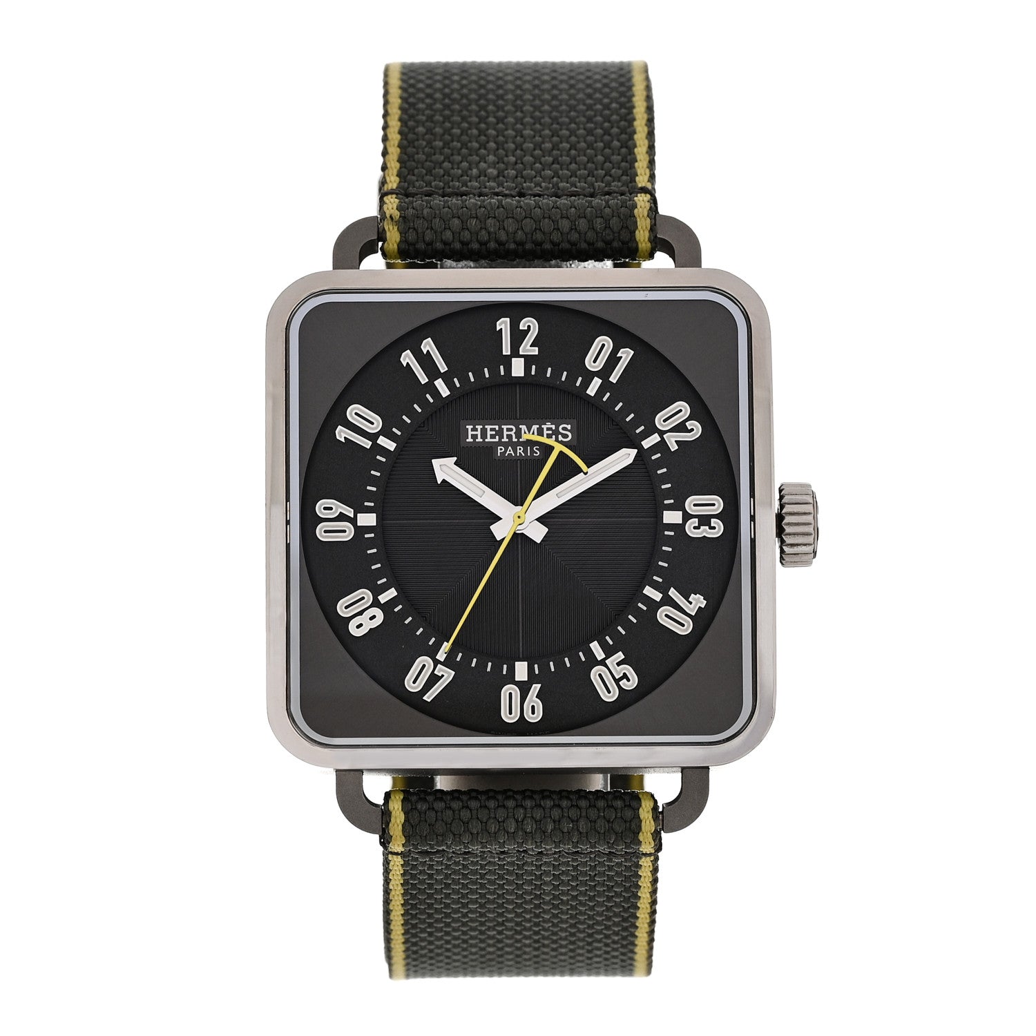 Hermes Stainless Steel Fabric 38mm Carre H Automatic Watch Gris Perle 1 of 5
