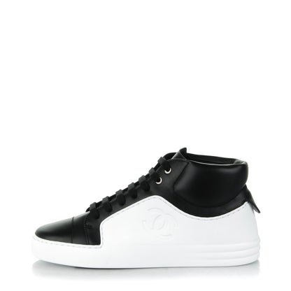 Chanel Calfskin CC Sneakers 38 Black White 1 of 8