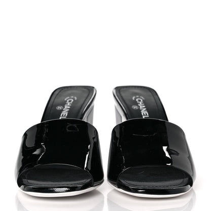 Chanel Patent CC Mules 37 Black White 2 of 9