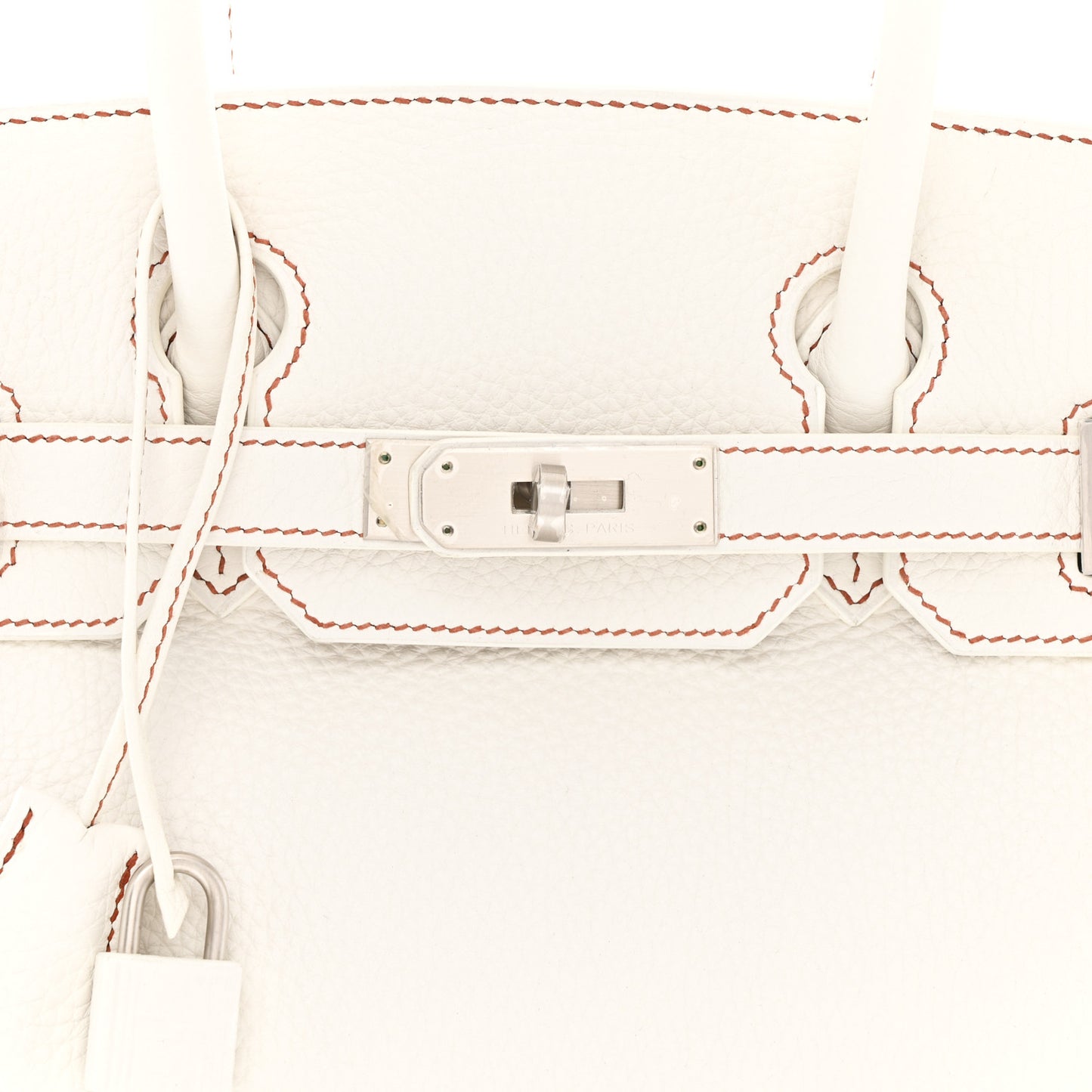 Taurillon Clemence Horseshoe Birkin 30 White Black