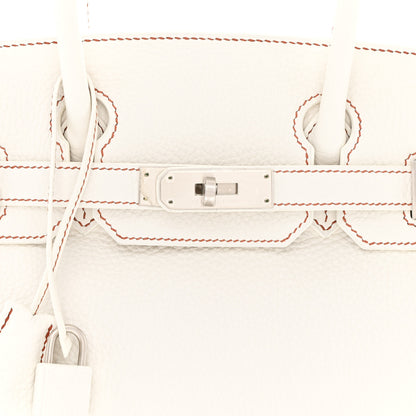 Hermes Taurillon Clemence Horseshoe Birkin 30 White Black 8 of 11