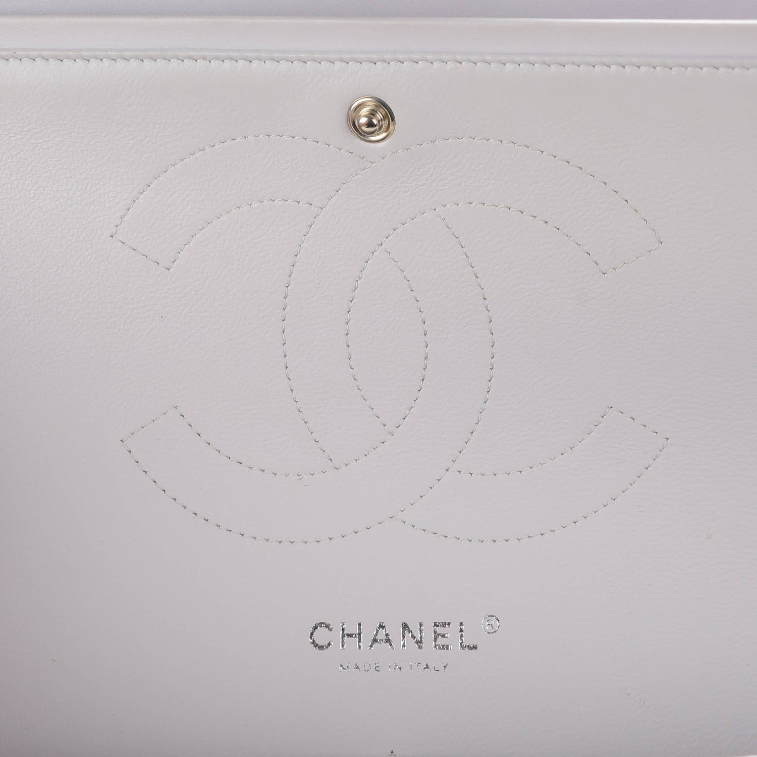 Chanel Patent Quilted Jumbo Double Flap Light Grey 8 of 8