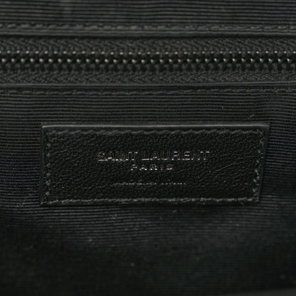 Saint Laurent Grain De Poudre Textured Mixed Matelasse Large Triquilt Monogram Monochrome Satchel Black 8 of 11