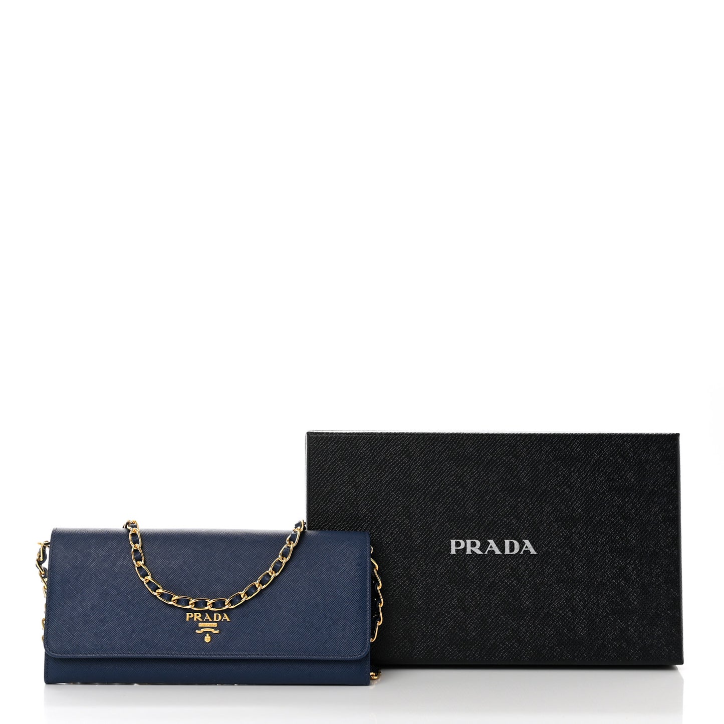 Saffiano Metal Oro Chain Wallet Bleutte
