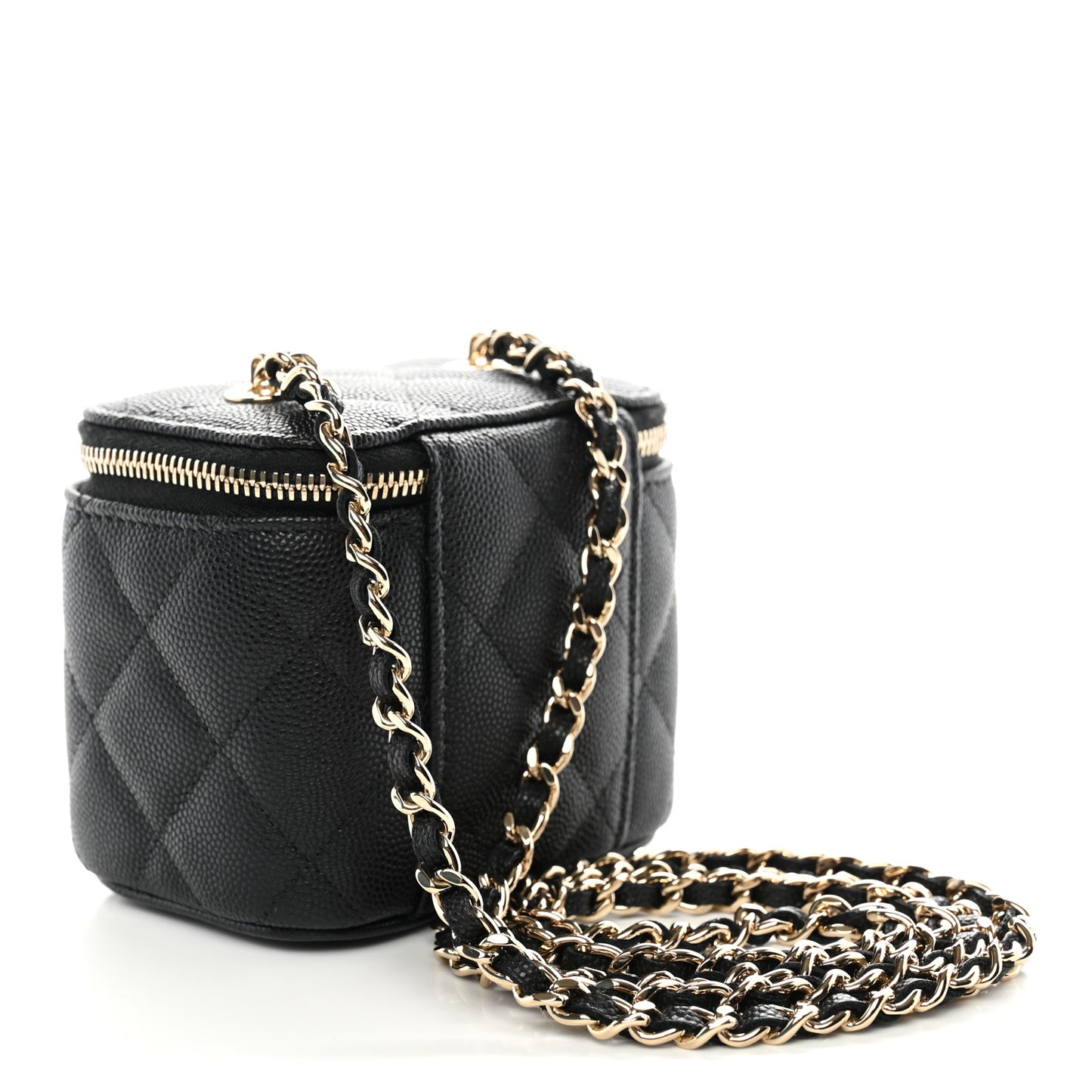Caviar Quilted CC Mini Vanity Case With Chain Black