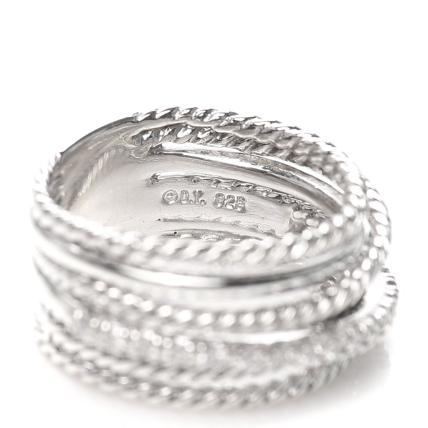 Sterling Silver Diamond 11mm Wide Crossover Cable Ring 52 6