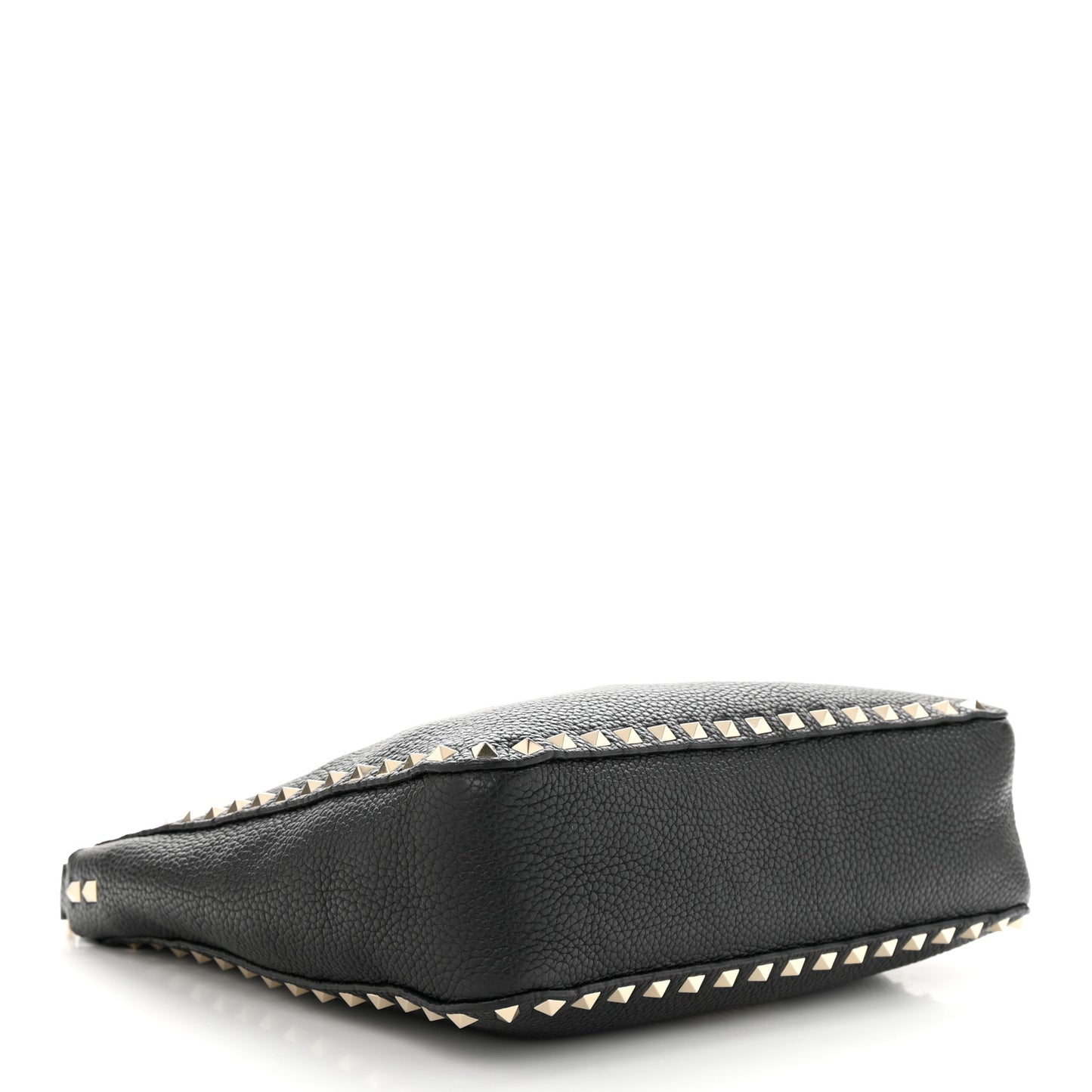 Pebbled Calfskin Small Rockstud Flip-Lock Messenger Bag Black