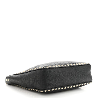 Valentino Garavani Pebbled Calfskin Small Rockstud Flip-Lock Messenger Bag Black 4 of 9