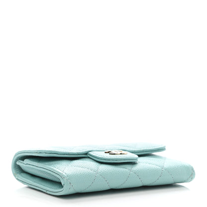 Chanel Caviar Quilted Flap Card Holder Wallet Light Blue 4 of 8