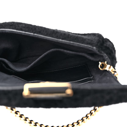 Fendi Shearling Shiny Nappa Micro Baguette Black 5 of 10