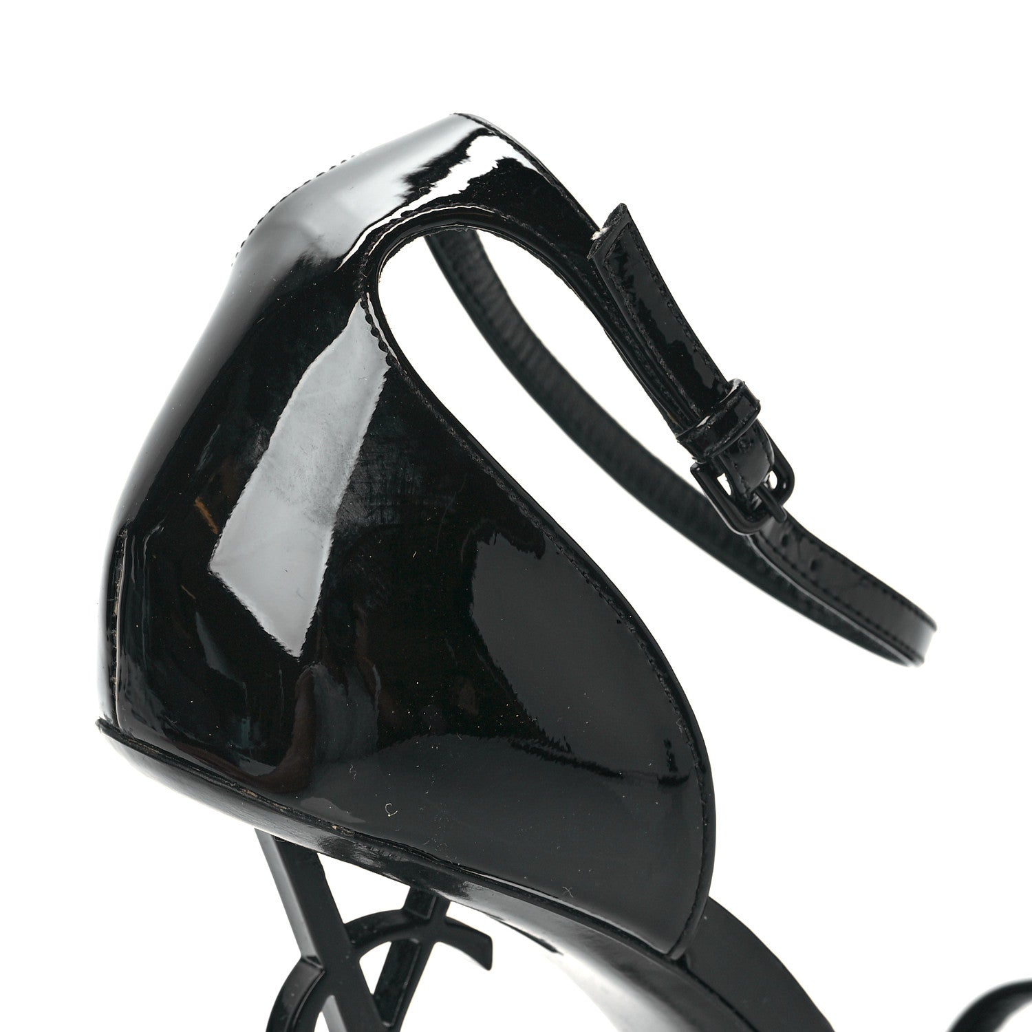 Saint Laurent Patent Calfskin Opyum 110 Sandals 37.5 Black 11 of 11