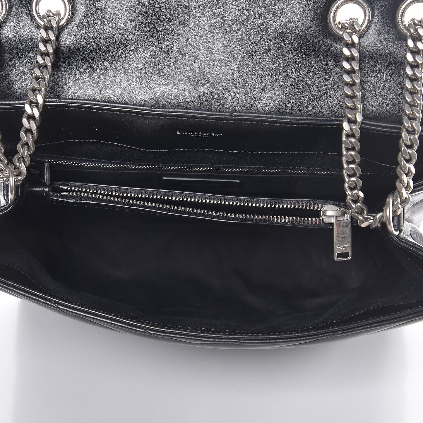 Calfskin Y Quilted Monogram Medium Loulou Chain Satchel Black