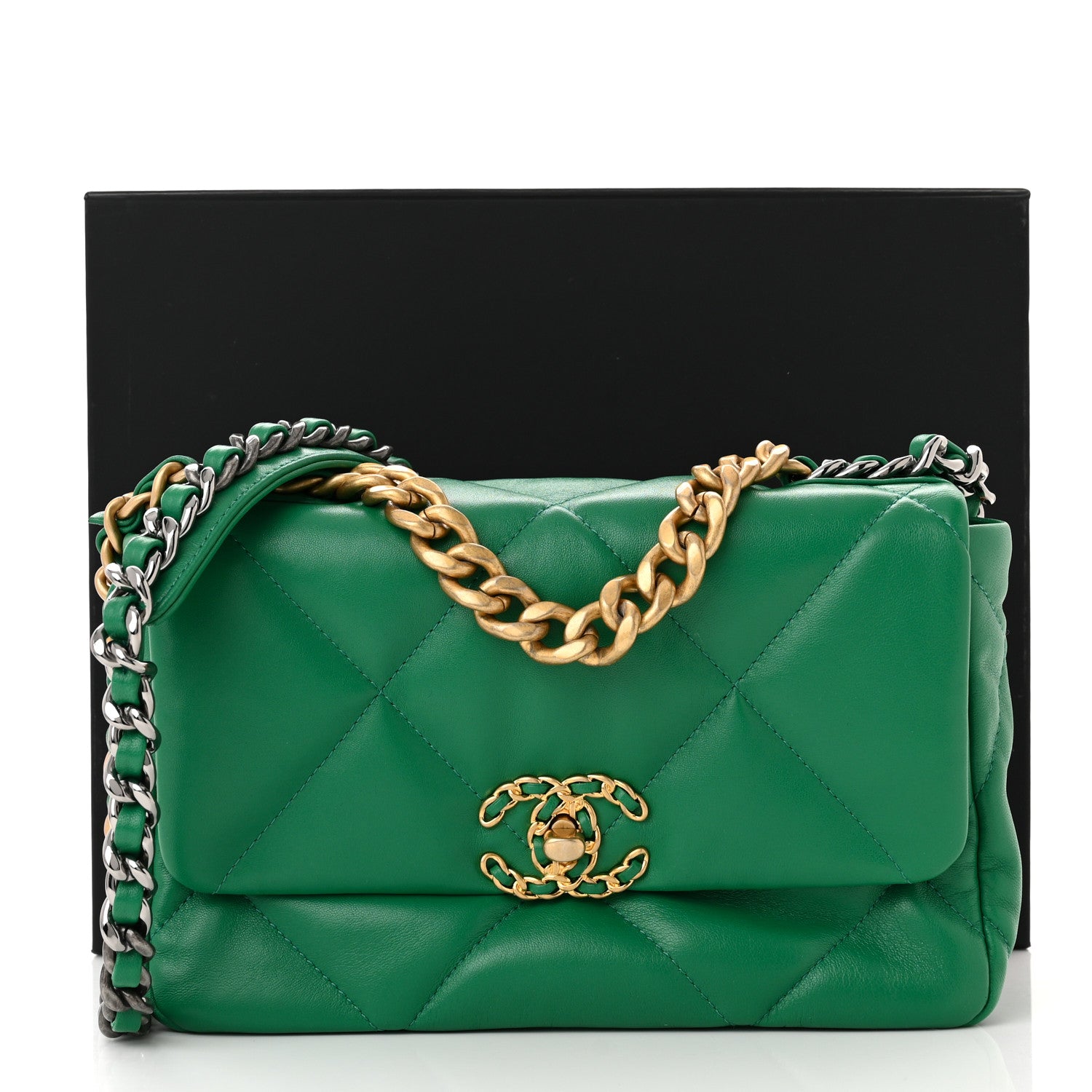 Chanel Lambskin Quilted Medium Chanel 19 Flap Green 11 of 11