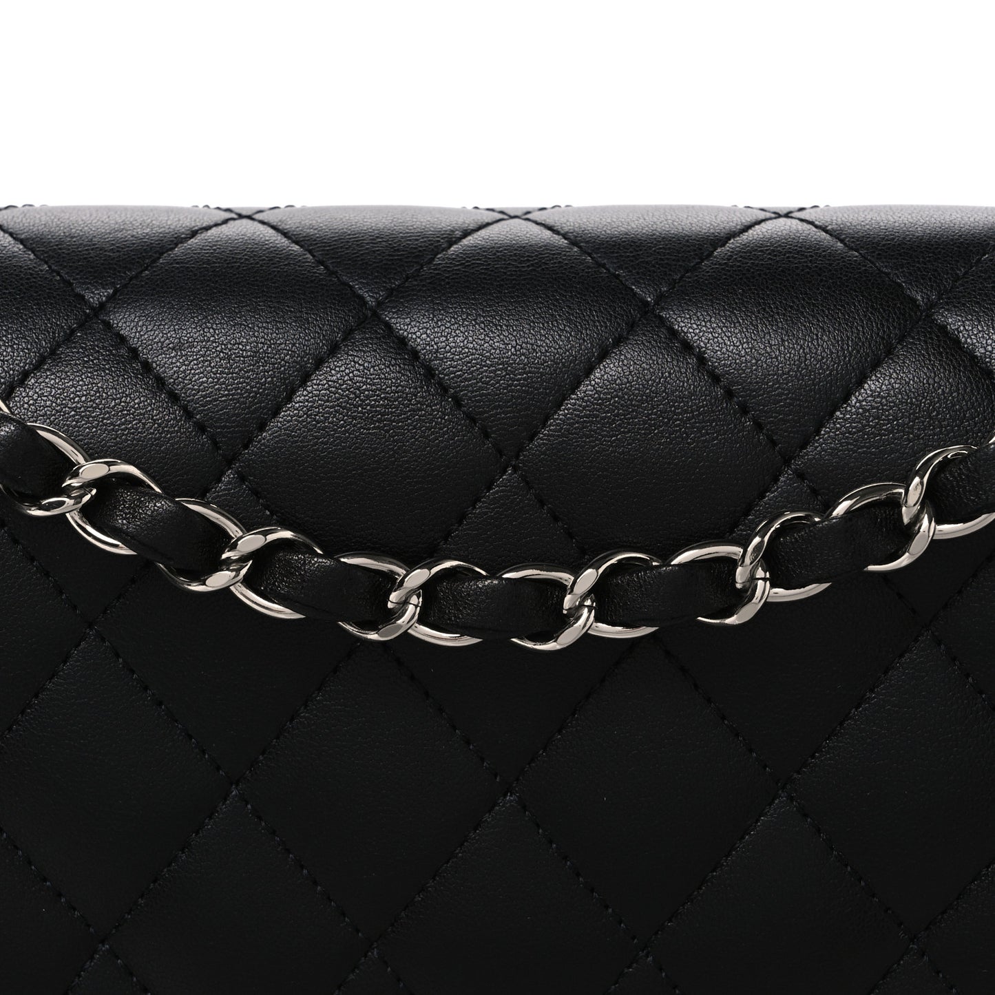 Lambskin Quilted Medium Double Flap Black
