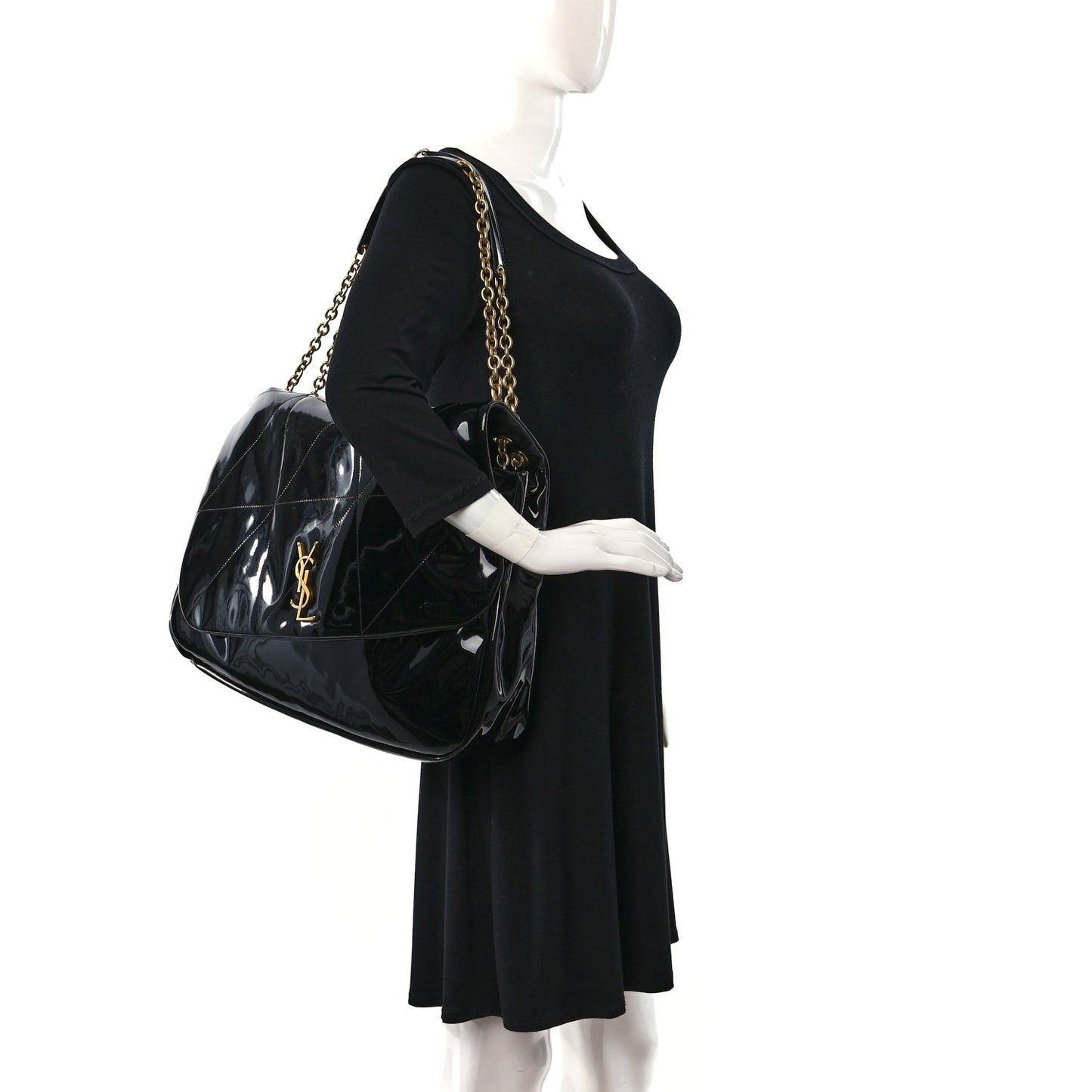 Patent Matelasse Monogram Large Jamie 4.3 Black