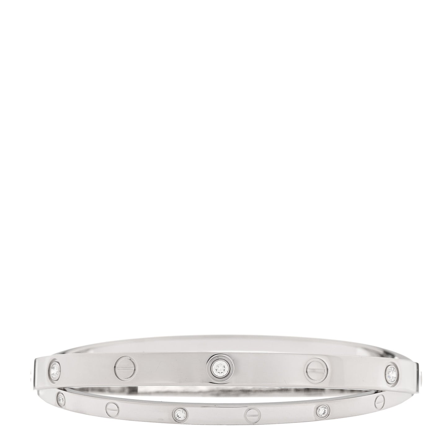 18K White Gold 12 Diamond Double LOVE Bracelet 19