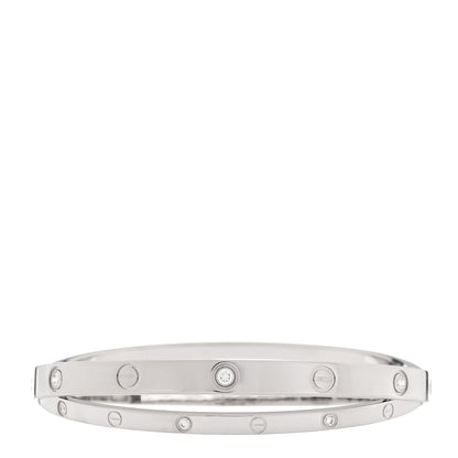 Cartier 18K White Gold 12 Diamond Double LOVE Bracelet 19 1 of 10