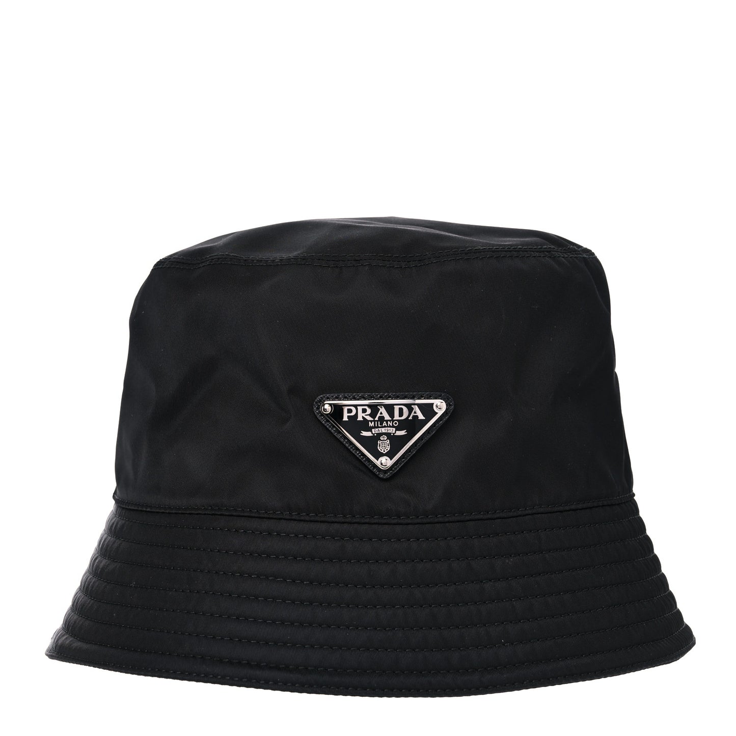 Re-Nylon Metal Triangle Logo Mens Bucket Hat L Black