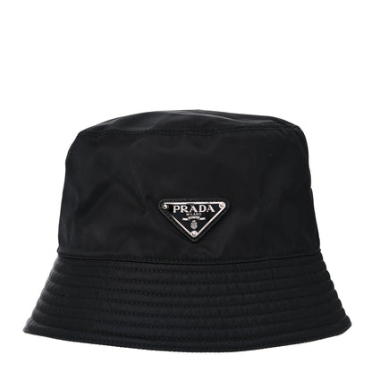 Prada Re-Nylon Metal Triangle Logo Mens Bucket Hat L Black 1 of 5