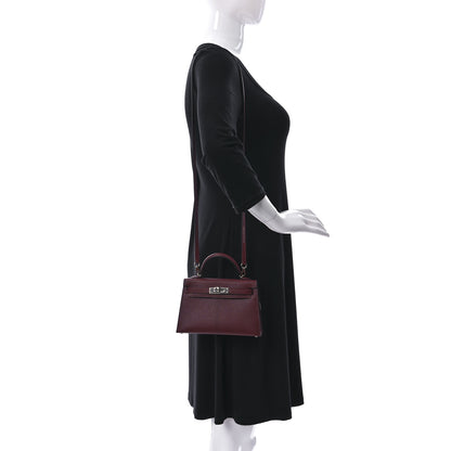 Hermes Chevre Chandra Horseshoe Mini Kelly Sellier 20 Rouge H Indigo 2 of 9