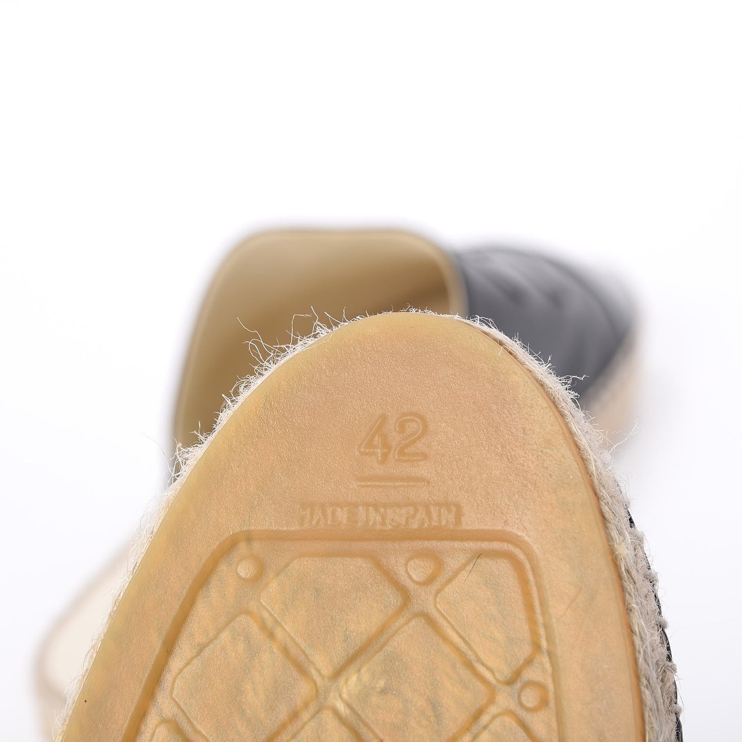 Iridescent Goatskin Patent CC Espadrille Mules 42 Black