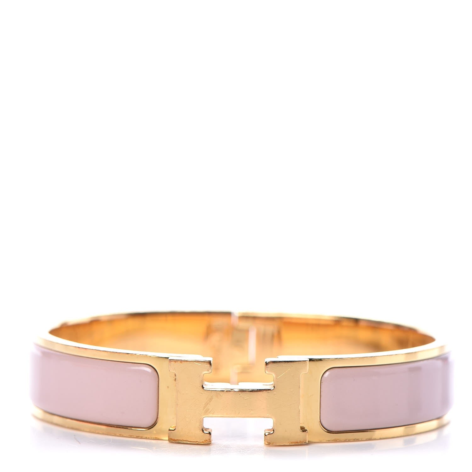 Hermes Enamel Narrow Clic Clac H Bracelet PM Rose Dragee 1 of 5