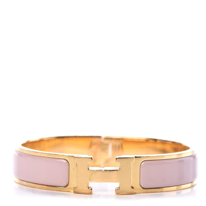 Hermes Enamel Narrow Clic Clac H Bracelet PM Rose Dragee 1 of 5
