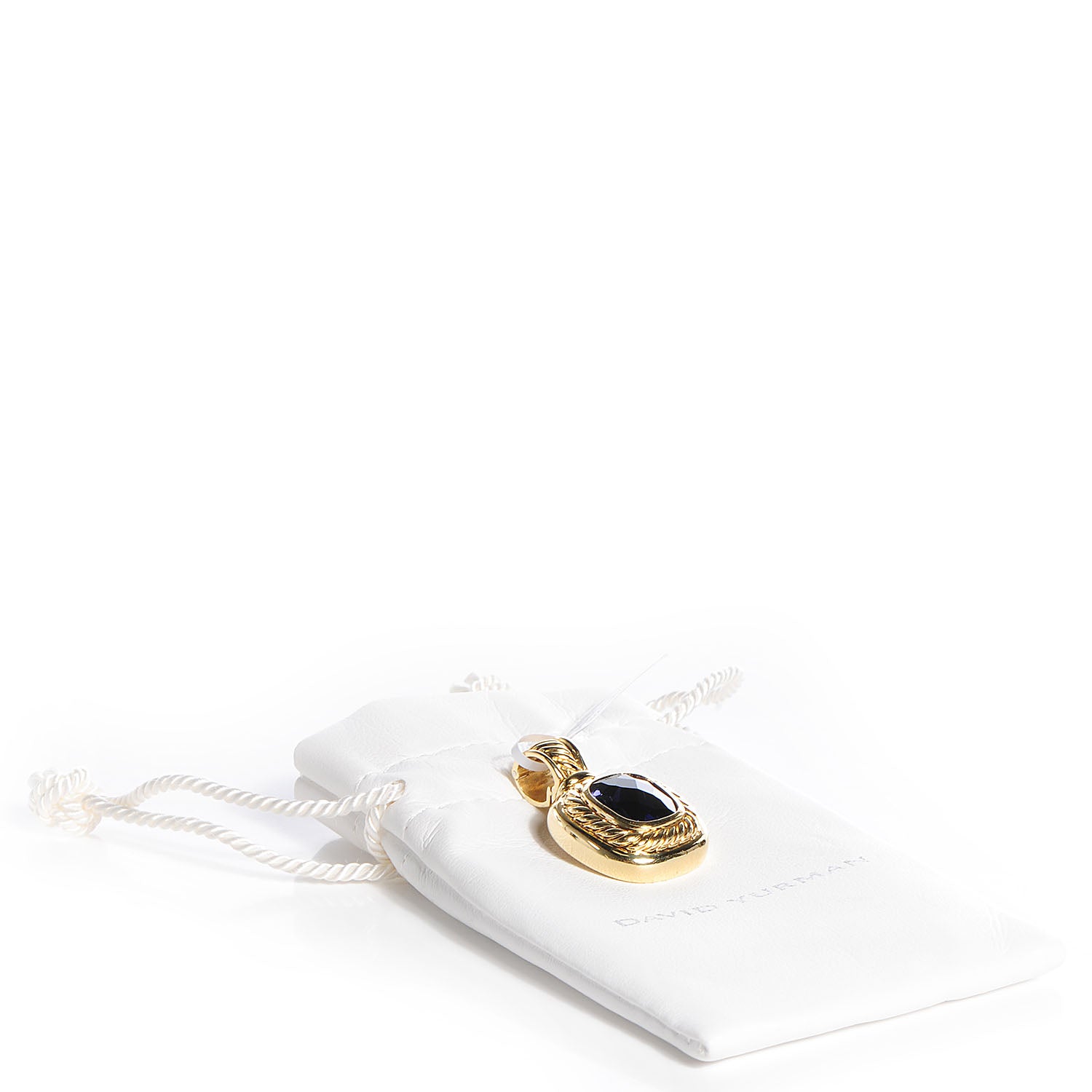 David Yurman 18K Gold Iolite 12mm Albion Enhancer Pendant 4 of 4