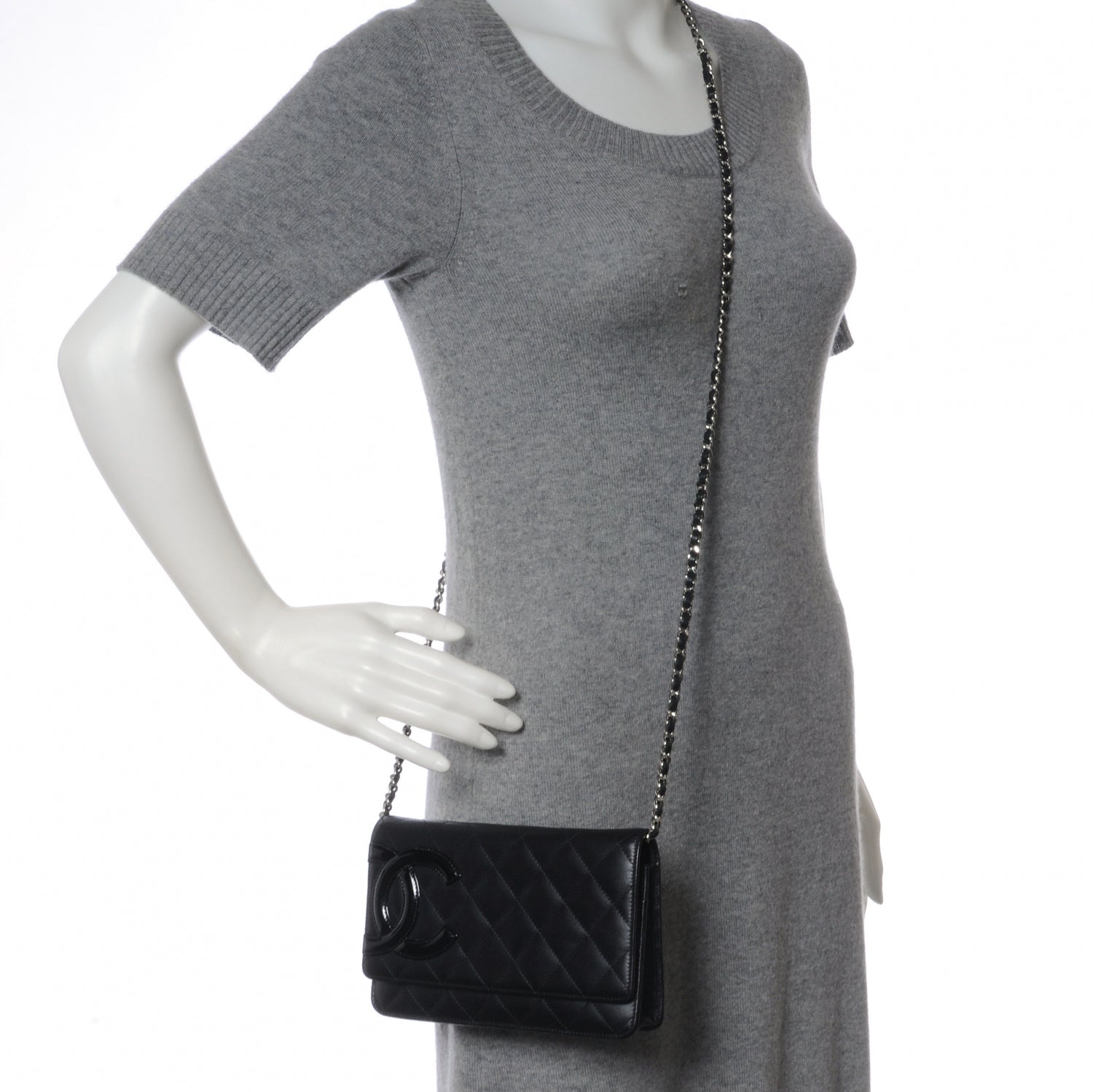 Chanel Calfskin Quilted Cambon Wallet On Chain WOC Black 2 of 9