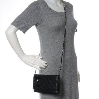 Chanel Calfskin Quilted Cambon Wallet On Chain WOC Black 2 of 9