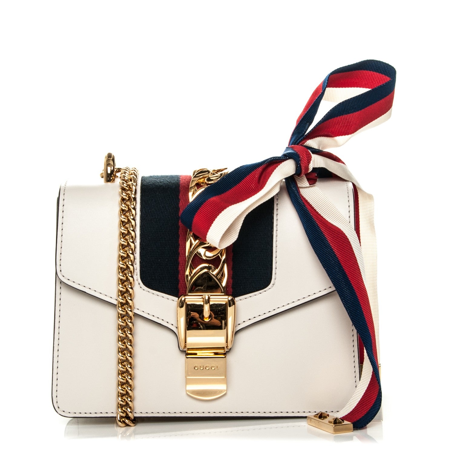 Gucci Calfskin Mini Sylvie Chain Shoulder Bag White 1 of 9