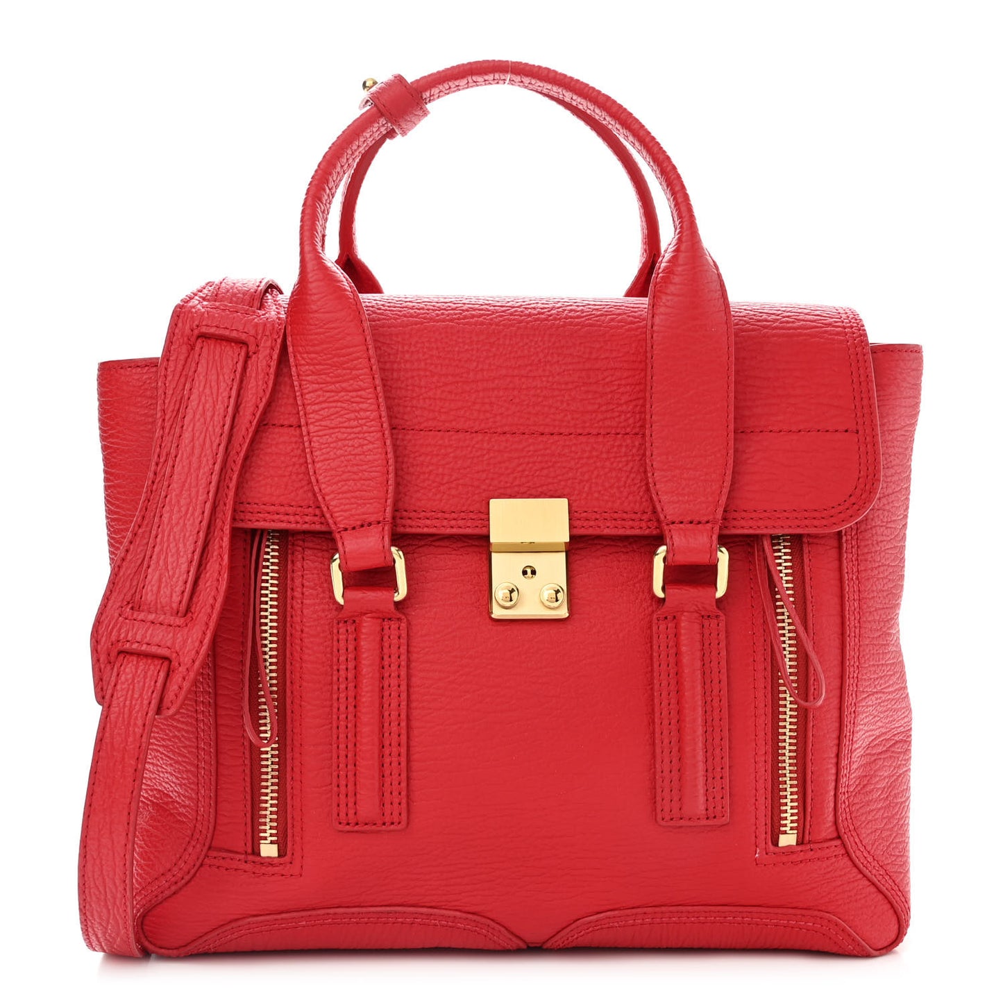 Textured Calfskin Medium Pashli Satchel Red