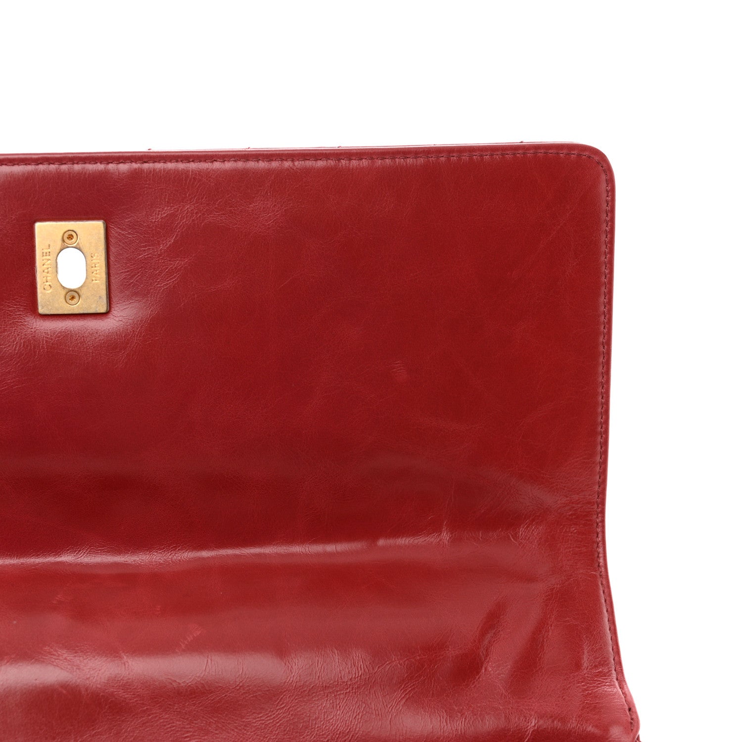 Chanel Aged Calfskin Chevron Quilted Large Coco Handle Flap Red 12 of 16