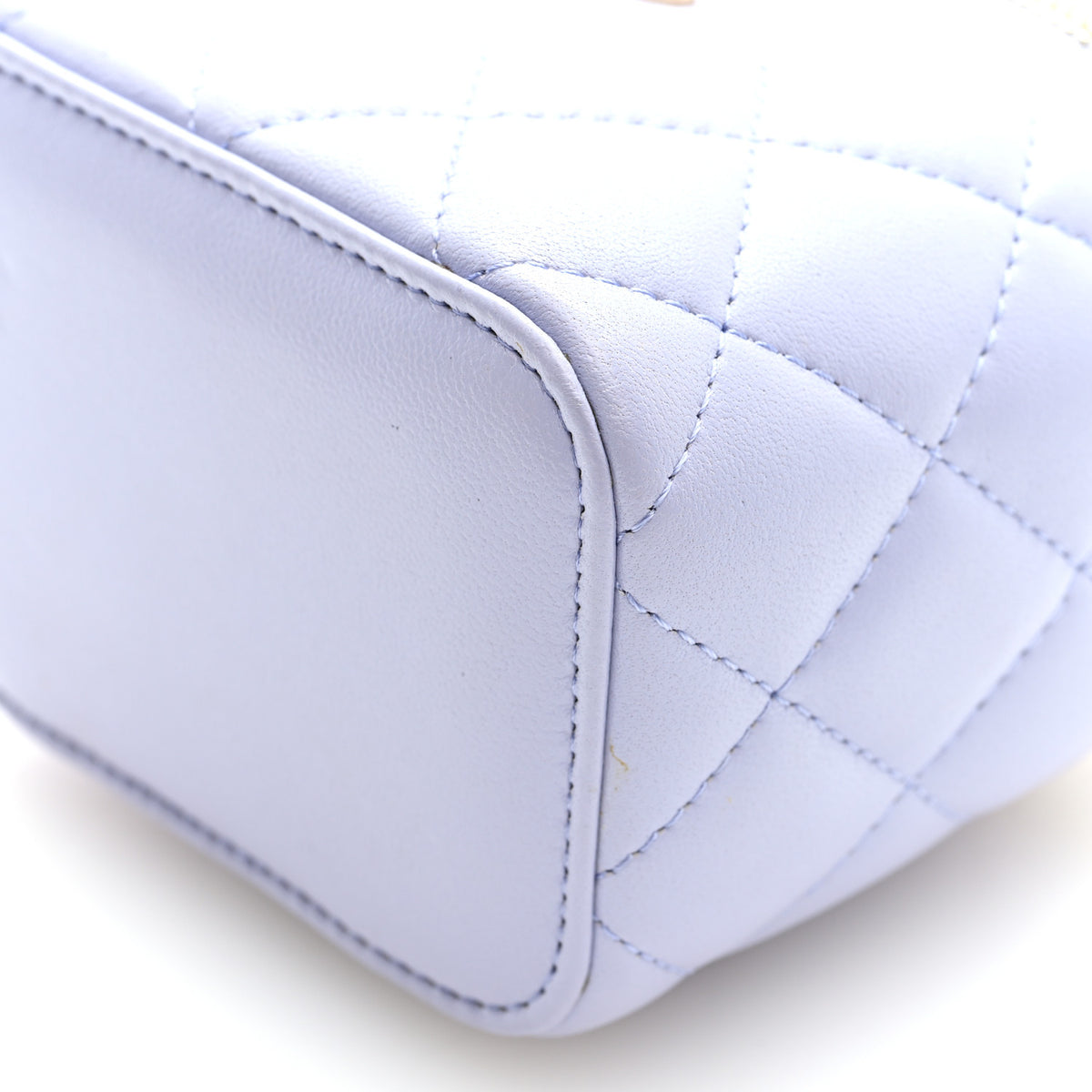 Lambskin Quilted Top Handle Mini Vanity Case With Chain Light Purple