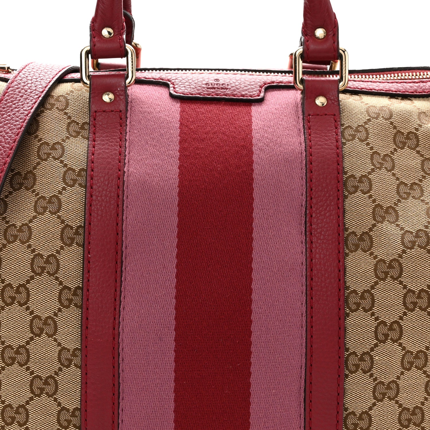 Gucci Monogram Cellarius Calfskin Vintage Web Medium Boston  Beige Ebony Soft Burgundy Peonia Flower 8 of 12